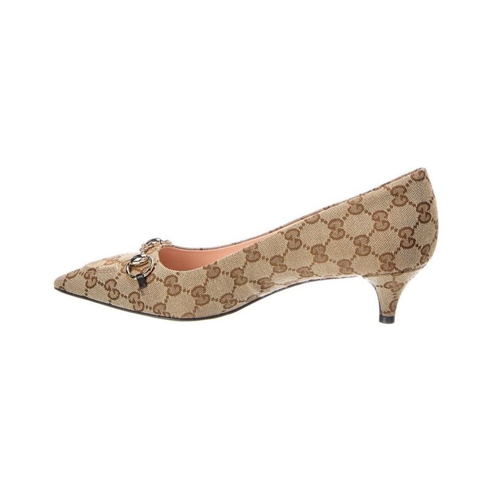 Gucci Horsebit Gg Supreme Canvas & Leather Pump, Beige - Picture 2 of 5